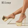 Hlieny Summer Sexy PVC Transparen Open Peep Toe Platform High Heels Backle Strap Sandal