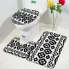 Mattes de bain 3pcs Aztec Ensemble noir blanc géométrique mode ethnique Mat de porte boho