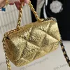 Womens Luxurymerk Shimmer Lambskskin Soft Bag Classic Mini Flap Quilted Diamond Rooster ketting Hand koppeling Weddingavond feestje 20 cm 20 cm