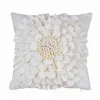 Pillow 3D Flowers Cover Handmade Velvet Petal Home Decor White Pink Beige Sofa Decoration Pillowcase 45x45cm Green