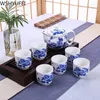 Teaware set stil blå och vit porslin te-set anti-scaling värme tekanna kontor hushållsdricksredskap wshyufei