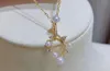 22091903 여자 039S Pearl Jewelry Necklace Akoya 35mm 라인 스톤 지르코니아 후크 펜던트 Chocker 4045cm 18k 옐로우 골드 플랜트 4676584