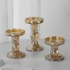 Candle Holders Glass Candlestick Crystal Vintage na wesele świąteczne stół domowy wystrój romantyczny obiad świeca 5 kolorów