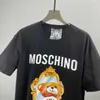 T-shirt de mangas curtas de estilo europeu de estilo europeu com teddy urso letra de impressão padrão unissex top algodão