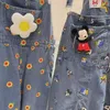 Jeans femminile in stile coreano 2024 design sciolto nicchia più giovane cartone animato stampata pantaloni in denim turisti