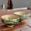 Cups Saucers Ceramic Retro Master Tea Cup Creative Handmade Pottery Blue And White Hand Painted Water Mug Office Teacup Drinkware