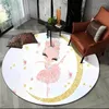 Teppiche niedliche Ballett Mädchen Ballerina Fairy Cartoon Runde Teppich Kreis Teppich für Wohnzimmer Schlafzimmer Sofa Dekor Kinder Bodenmatte Küche