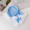 French Lace Plaid Hair Band Headscarf Spring Summer Sweet Literary Lace Street Rustic Style Triangle Scarf Women Girls Headband