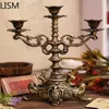 Candle Holders Metal Retro Classic Table Wedding Decoration Centerpieces Courtyard Cast Iron Candlestick Decor