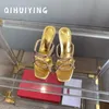 Slippers 2024 Qihuiying fait à la main Blinging Crystal Open-Toe High Talon Desinger Party Shoes Nude Pumps Zapatos de Mujer