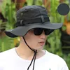 Bérets Houstable Chapeau masculin large bord de pêche randonnée Bodet extérieur avec bonnet de serre pour hommes