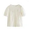 Women's Blouses Inman Women Blouse 2024 Zomer Puff Sleeve Round Neck Loos