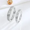 Cluster Rings Unique S925 Sterling Silver For Couples Personalized Grid Open Trendy Men Women