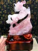 Figurines décoratives 2700g Natural Pink Crystal Quartz Horse Horse Home Decor Stand de guérison