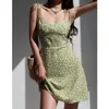 Casual Dresses Girl's Green Slim Looking Holiday Short Dress Floral Sling