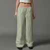 Xingqing Pantalon rayé Y2K Vêtements Femmes DrawString Elastic Low Wide Jam Legs avec des poches 2000 Vêtements esthétiques 240412