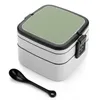 Dinnerware Green Bento Box Leak-Proof Square Lunch With Compartment Color Solid Plain