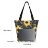 Shopping Bags Luxury Sunflower Print Woman Large Shopper Tote Bag Foldable Eco Female Travel Handbags Cute Canvas Cloth Shoulder