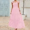 Casual Dresses Women's Fashion Plaid Sexy Versatile Bow Sundress Long Suspender Dress Cocktail Summer For Women