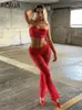 Pantalon de deux pièces pour femmes Habbris Spring sans bretelles Bodycon Top Top Top Tentime de Party Club pour femmes 2024 Sexy Red Lace Sheer 2