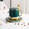 Koppar fat fin guld keramisk kaffemugg kopp och tefat europeisk stil kreativ eftermiddag te cup för vatten födelsedagspresentlåda