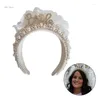 Fournitures de fête Bride Bride Bride Elaborate Hair Hoop 3d Fleur beaucoup de perles Bachelorette