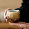 Koppar tefat kreativa konturer i guldmästare pigmenterade tekoppar retro traditionella kinesiska drycker keramiska glasyrvattenmuggar
