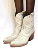 Laarzen winter vrouwen enkel dames borduurwerk vintage lederen slang maan fase western pointed teen booties schoenen17291827