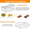 2pcs Air Fryer Edelstahl Dampfständer Doppelschicht -Rack mit Spieß BBQ Gril Backkocher Küche Flugfryer Zubehör 240329