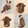 Roupas de estimação elegante vestido de peles de luxo inverno sobretudo pequeno gato de cachorro bowknot leopardo chihuahua princesa festa 240402