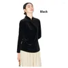 Women's Blouses High-end Silk Velvet Ladies Shirt Chinese Standing Collar Long Sleeve Top Elegant And Comfortable Breathable Light Luxury