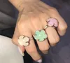 Fashion Five Five Petal Pink Bianco Verde Opal Colorful Opal 925 Sterling Silver Ring Gold Gold Gioielli per donne5764081