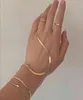 2021Stusta rostfritt stål 4mm HerringBone Chain Gold Armband Bangles For Women 18k Plated Wristbands269J4824528