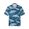 Mäns avslappnade skjortor roliga delfiner 3D -tryck strandskjorta Ocean Animal Graphic For Men Clothes Harajuku Fashion Women Short Sleeve Bluses Tops