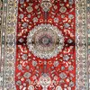 Carpets 76x122cm Hand Knotted Silk Carpet Red Turkish Oriental Rug (SLF157B)