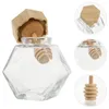 Dinnerware Sets Honey Syrup Beehive Storage Hexagon Glass Bottle Wooden Lid Airtight Jar Carafe