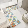 Bath Mats Three-piece Bathroom Absorbent Floor Mat Set Cartoon Flocking Door Carpet Non-slip And Quick-drying Foot Pad