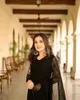 Feestjurken zwarte chiffon lange mouwen prom schede o-hals vloerlengte saoedi-Arabische vrouwen jurken formele kleding