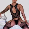 Erotic Crotchless Lingerie Men Black Stockings High Fishnet Sexy Tights Pantyhose Mesh LGBT Bodystockings Man Jumpsuit Bodysuit 240410