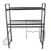 Kitchen Storage Double-Layer Sink Rack Large Stainless Steel Utensil Holder Dish Drainer Organizer And