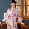 Kvinnors sömnkläder halv ärm kimono badrock kvinnlig blommig tryck nattklänning baggy kläder för kvinnor hemkläder casual underkläder loungewear