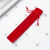 Stylos 100pcs / lot en gros 3,5 * 17,5 cm Black Red Coffee Blue Drawstring Velvet Pen Souch for Crystal Stylus Ballpoint Sac