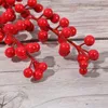 Decorative Flowers 1/10pcs Christmas Decoration Artificial Berry Red Cherry Wedding Party Gift Box DIY Wreath Home Oranments Fake