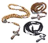 Collane a sospensione a tre colori in legno rosario cattolico in legno rosario di gesù perline fatte a mano in perline di perle religiose Accessori3734122