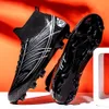 Children's Outdoor Football Boots Anti Slip AG TF Soccer Shoes Men's High Top Training Cleats Green Blue Black