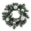 Flores decorativas pré -iluminadas Artificial Christmas Wreath |Reunido com decorações mistas e luzes amarelas amarradas para a porta da frente