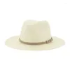 Beretten Zonn hoeden hoeden voor vrouwen Zomer Stro Panama Beach Bescherming Solid riem Casual Men Caps Sombreros de Mujer Gorros