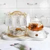 Koppar tefat keramisk lyxig vit kaffekopp set elegant söt cappuccino kompis engelska te canecas set europeiska brittiska 50bd