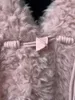 Mouton de fourrure pour femmes laine bouclée V-col