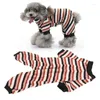 Appareils à chiens pyjamas à rayures classiques légers légers chauds confortables combinaison de vêtements extensibles pour le printemps quatre jambes